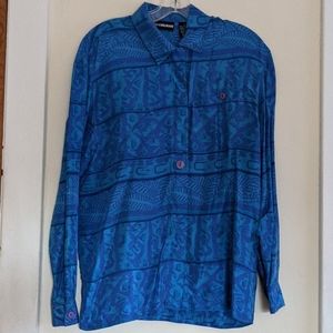 Vintage Silk Bright Tropical  Shirt blouse size S